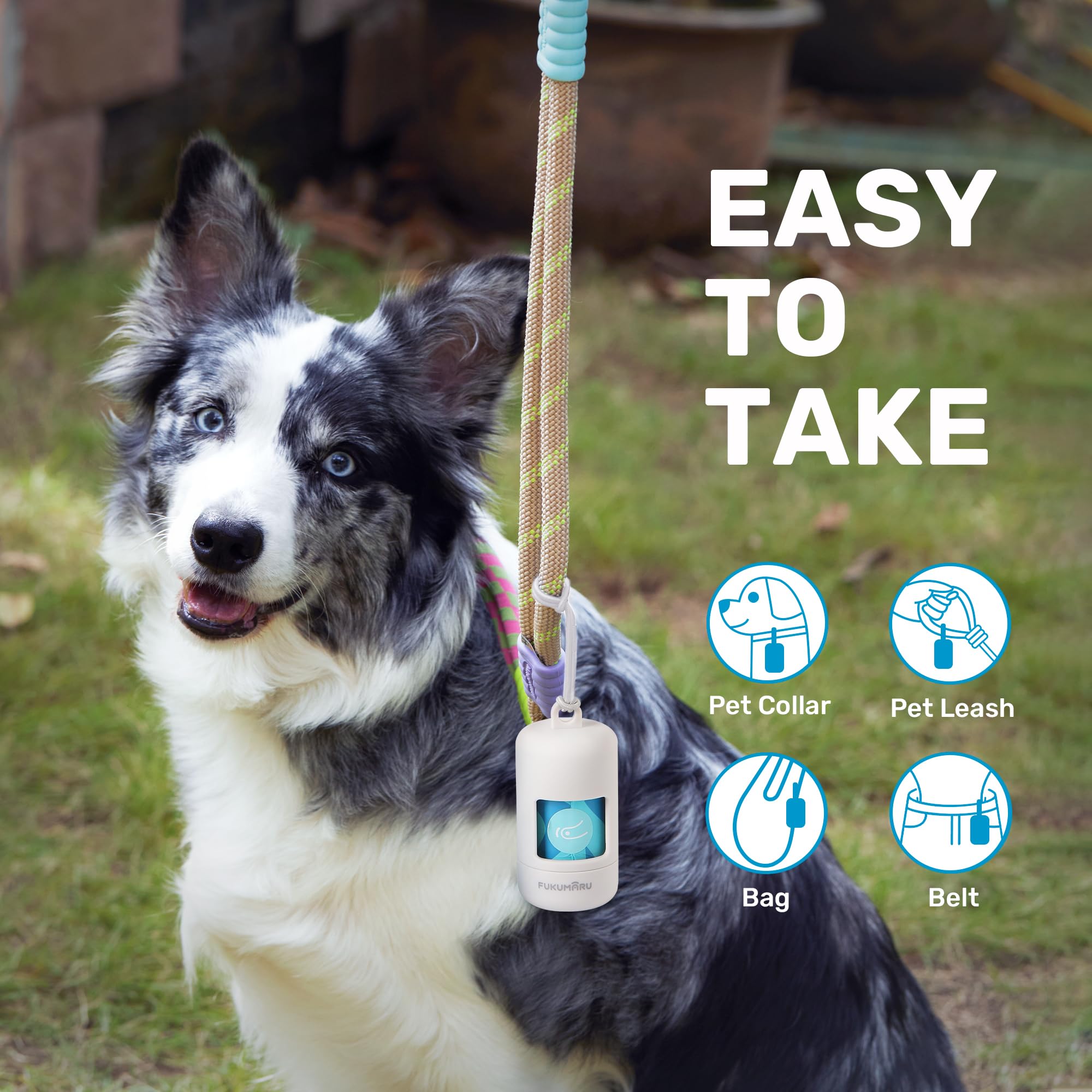 Fukumaru Compostable Dog Poop Bags, Astm D6400 Certified 120 Count - Light Ocean Scented, Leak-Proof & Easy-Twist Top With Gary